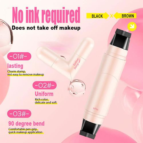 Shedoes 2-in-1 Heart-shaped Dual-head Matte Eyeliner Stamp, Waterproof & Smudge-proof, Long-lasting with Rotating Left Right Winged Tips, Comes with Both Black & Brown Colors – No Need to Choose, Buy One Get One Free (Both Colors Included)