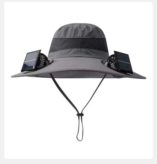 Solar - powered, USB - rechargeable sun hat with fan for sun protection, cooling, long battery life, and quiet operation—ideal for outdoor use in summer