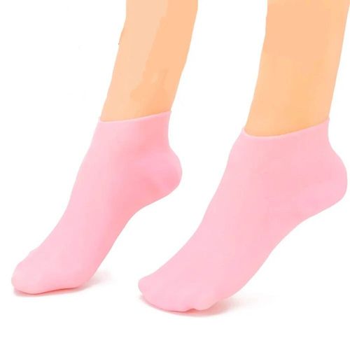 Pink Silicone Moisturizing Gel Socks (Buy 1 Get 5 Free)  Full-Foot Spa Pedicure for Dry Cracked Feet, Exfoliating & Moisturizing Foot Care Socks for Men & Women