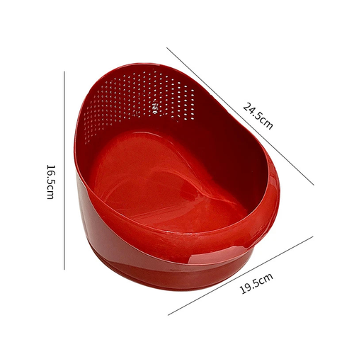 Kitchen multifunctional large - capacity drain basket made of PET material, which has multiple functions such as rice rinsing sieve, fruit and vegetable washing basin, storage basket, and water - filtering ladle, and is suitable for washing fruits and vegetables, rinsing rice, and daily draining and storage in the kitchen