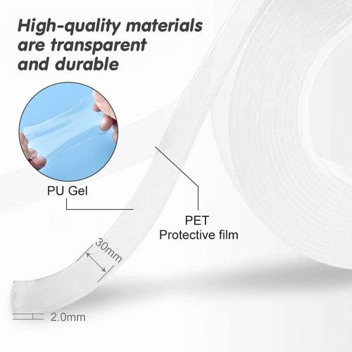 2CM×3M Strong Transparent Traceless Acrylic Tape, Waterproof High-Viscosity Magic Adhesive, Residue-Free & Strong Stickiness, 10-Pack, Suitable for Wall Picture Hanging and Multiple Scenarios
