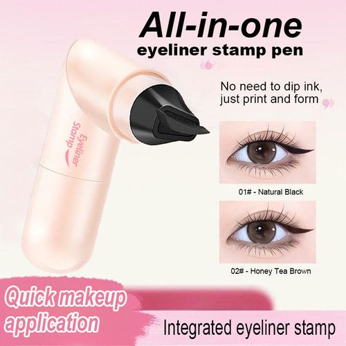 Shedoes 2-in-1 Heart-shaped Dual-head Matte Eyeliner Stamp, Waterproof & Smudge-proof, Long-lasting with Rotating Left Right Winged Tips, Comes with Both Black & Brown Colors – No Need to Choose, Buy One Get One Free (Both Colors Included)