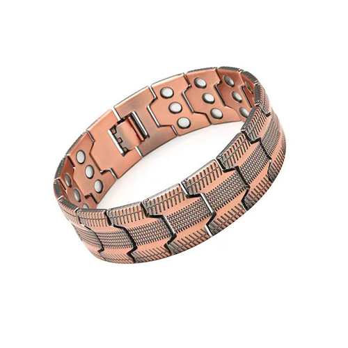 Red Copper Magnetic Bracelet, Fashionable Retro Red Copper Cross Double-Row Magnet, Men's Gift