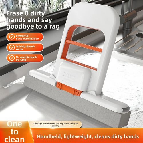 Factory Wholesale New Foldable Plastic Mini Mop, Hands-Free Quick Absorption for Desktop, Tea Bar, Kitchen & Bathroom, Replaces Traditional Rags, Wet-Dry Dual-Use Home Cleaning Tool, Buy One Get One Free