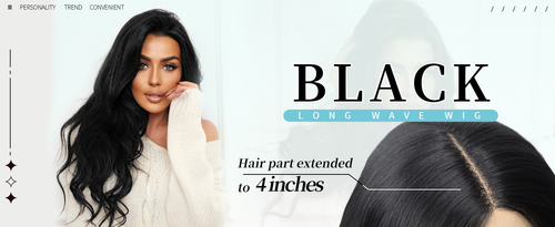 Women's Black Synthetic Wig - Full Head Cover, Long Curly Hair with Lace Hairline, Gradient Color, Middle Parting, Big Waves, Suitable for Daily Wear & Party Occasions