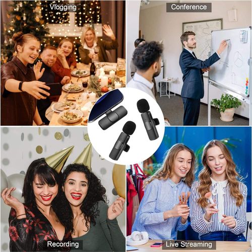 K8 Wireless Lavalier Microphone Dual-Channel Noise Reduction, Phone Live Streaming & Recording Mic, Compatible with iPhone & Android, Smart Noise Cancellation for Clear Recording, Factory Wholesale Portable Wireless Lapel Mic