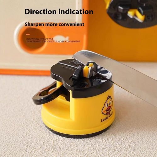 Little Yellow Duck Multifunctional Knife Sharpener: Mini Suction Cup Double-Sided Whetstone for Kitchen Knives & Scissors, a Household Grinding Tool – Buy One Get One Free!