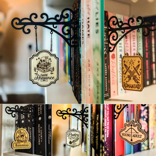 Wooden Craft Book Tavern Sign Bookmark Dividers for Home & Living Room Decoration - Metal Book Genre Separators with Civilization-Inspired Design