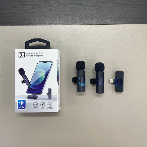 K8 Wireless Lavalier Microphone Dual-Channel Noise Reduction, Phone Live Streaming & Recording Mic, Compatible with iPhone & Android, Smart Noise Cancellation for Clear Recording, Factory Wholesale Portable Wireless Lapel Mic