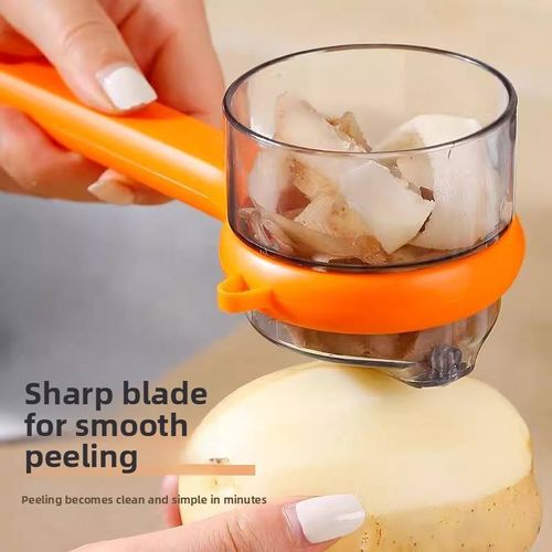 Multifunctional Stainless Steel Fruit and Vegetable Peeler for Home Kitchen - Manual Peeler with Storage Box to Prevent Splashing, Suitable for Peeling Potatoes and Melons