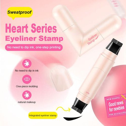 Shedoes 2-in-1 Heart-shaped Dual-head Matte Eyeliner Stamp, Waterproof & Smudge-proof, Long-lasting with Rotating Left Right Winged Tips, Comes with Both Black & Brown Colors – No Need to Choose, Buy One Get One Free (Both Colors Included)