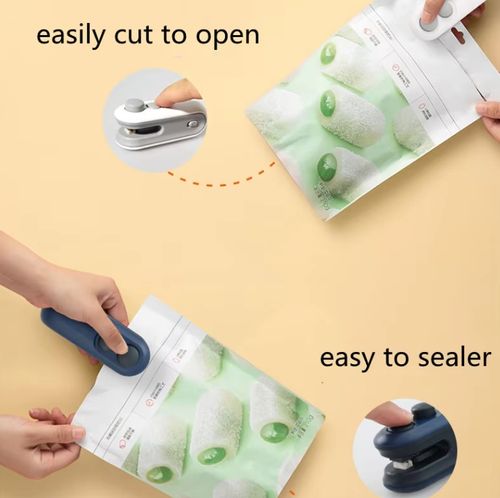 Handheld USB Rechargeable Mini Clip Bag Sealing Machine Food Plastic Bag Sealer Heat Seal with Cutter Portable Vacuum Sealer