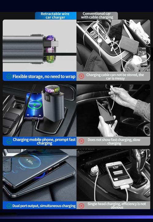 5 in 1 Car Charger USB C PD Super Fast Charging Car Aromatherapy Spray Starry Top Mobile Phone Starlight Retractable Car Charger