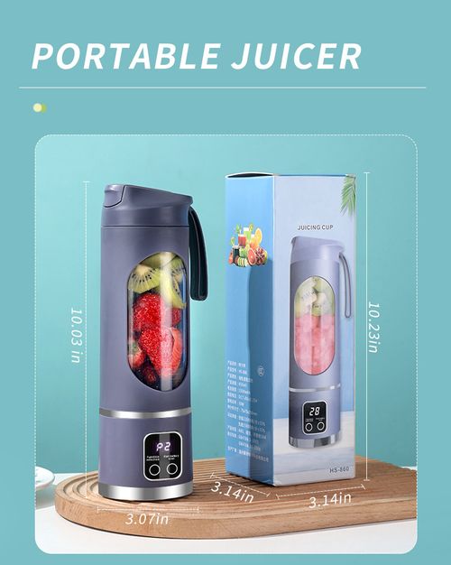 450ml USB Rechargeable Wireless Fruit Blender Juicer Household Electric Portable Blender with 3 Gear Timing Function