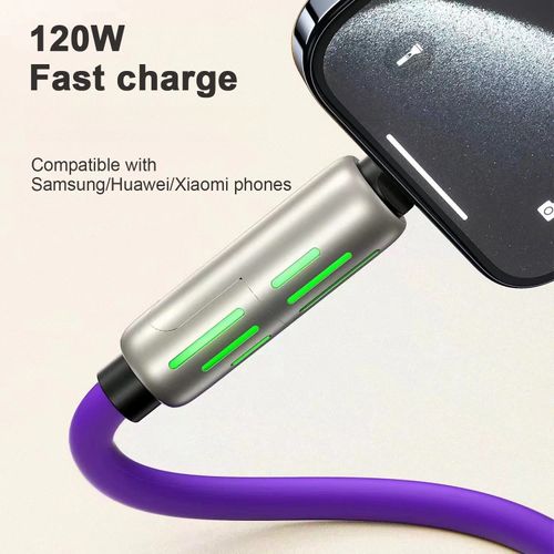 LED Breathing Light Indicator 4-in-1 Mobile Phone Charging Cable USB TYPE-C Suitable Soft Silicone Material Fast Charging Cable