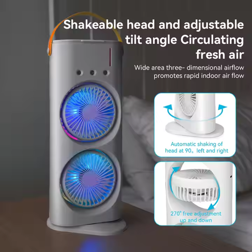 Summer Desktop Air Conditioner Fan Double Spray Ventilador Humidifier Fan Portable Home Electric Spray Mist Cooling Fan