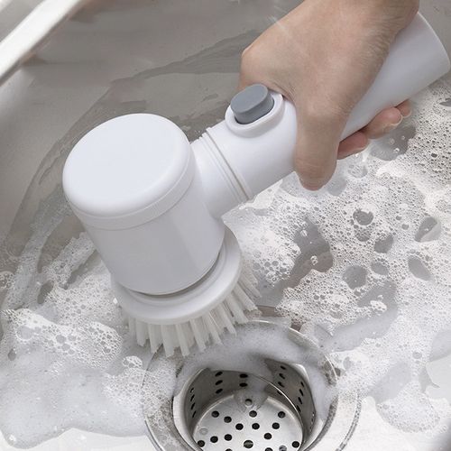 Portable Sonic Scrubber Handheld USB Charge Magic Brush 5 in 1 Spin Scrubber Electric Cleaning Kitchen Scrub Brush