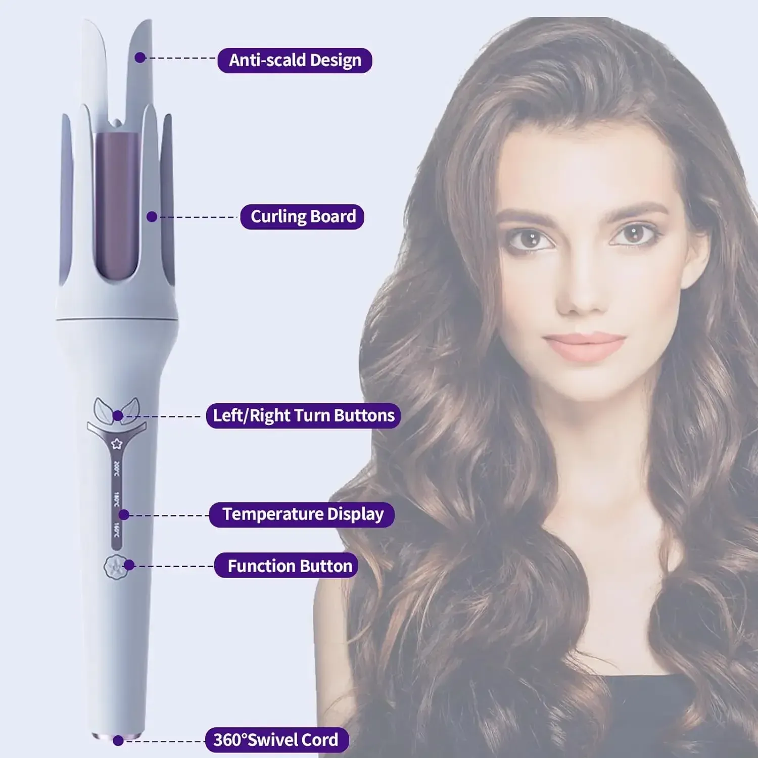 2 in 1 Interchangeable Rotating Automatic Anti-scald Heat protection Hair Curler Arc Voluminous
