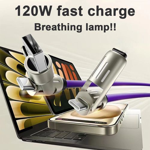 LED Breathing Light Indicator 4-in-1 Mobile Phone Charging Cable USB TYPE-C Suitable Soft Silicone Material Fast Charging Cable