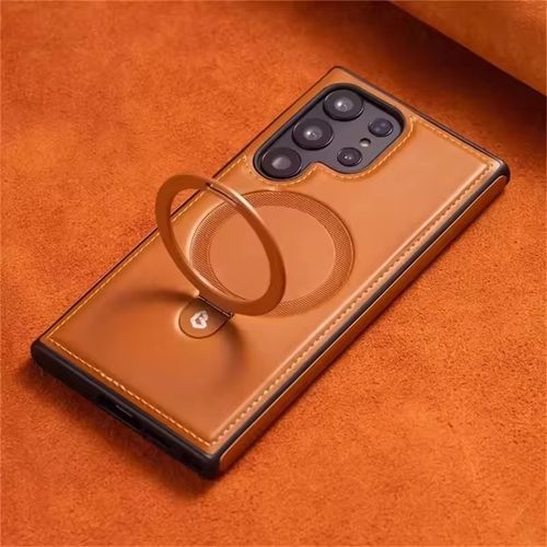 Business Leather Phone case for Samsung S25ultra A55 Bracket Magnetic Suction Charging S24Plus Anti-fall case S25 S23plus A15