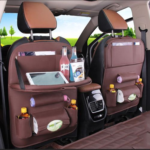 Universal Foldable PU Leather Car Backseat Anti Kick Storage Bags Car Back Seat Organizer