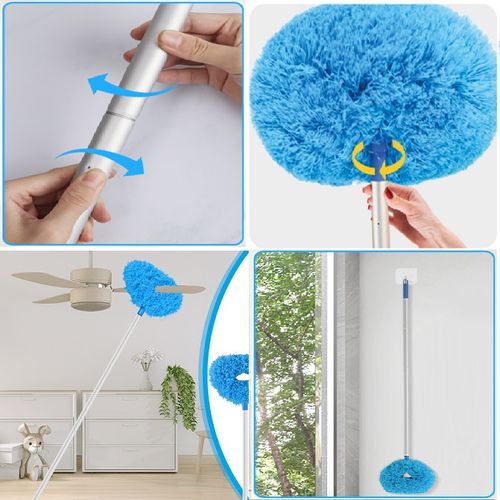 Ceiling Fan Blade Cleaner Reusable Microfiber Ceiling Fan Duster with Extension Pole