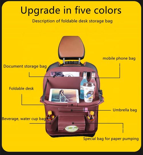 Universal Foldable PU Leather Car Backseat Anti Kick Storage Bags Car Back Seat Organizer