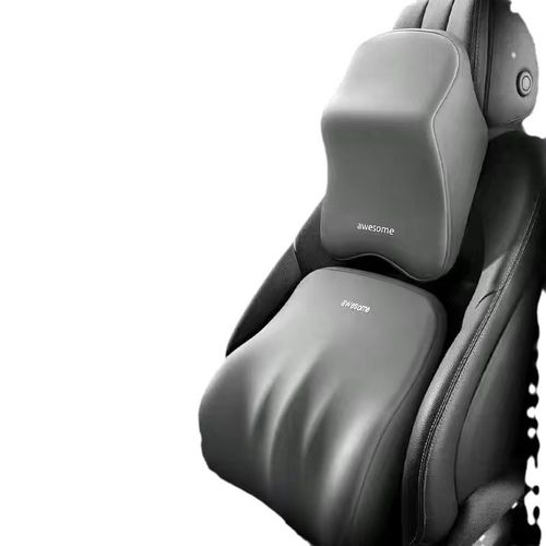 Car Headrest Back Pad Memory Foam Neck Pillow Office Cervical Lumbar Support Set Ventilation Function Car Interior Accessories
