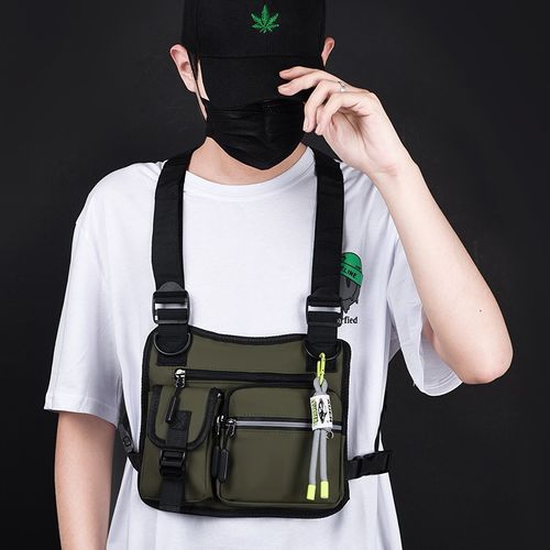 Fashion Men Chest Rig Bag Reflective Light Bag Outdoor Running Exercise Hiking Tactical Chest Backpack