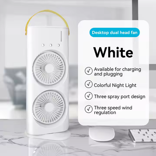Summer Desktop Air Conditioner Fan Double Spray Ventilador Humidifier Fan Portable Home Electric Spray Mist Cooling Fan