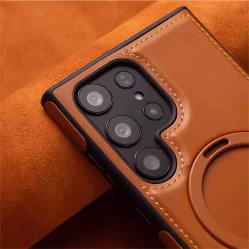 Business Leather Phone case for Samsung S25ultra A55 Bracket Magnetic Suction Charging S24Plus Anti-fall case S25 S23plus A15