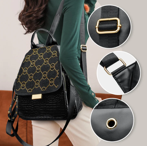 Geometric Printed Soft Leather Large Capacity Women Backpacks