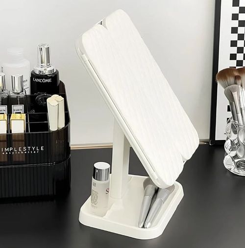 LED desktop charging makeup mirror with light folding portable home use