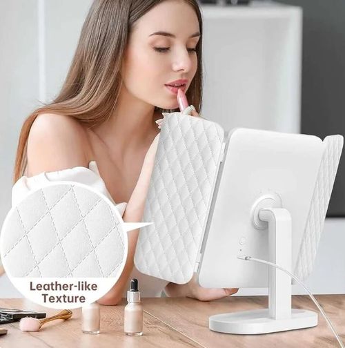 LED desktop charging makeup mirror with light folding portable home use