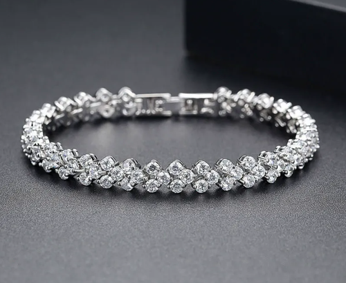 Super sparkling zircon Roman bracelet Diamond-studded exquisite Cuban bracelet