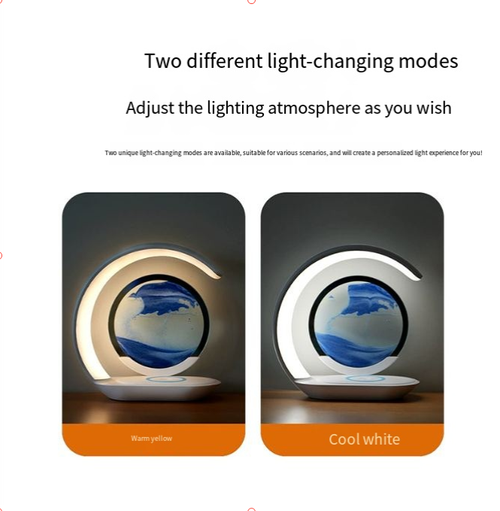 Wireless 3D Moving Sand Art Liquid Hourglass LED Lamp Bedside Sandscape Motion Quicksand Painting Decor for Home