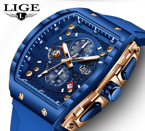LIGE LG89148 Dropshipping China Male Quartz Watch Stylish Silicone Strap Chrono Calendar in Stock New Business Hand Watch