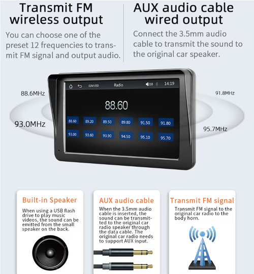 7 inches Touchscreen Car Display with Free Rear View Camera