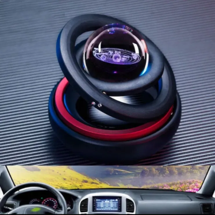 Solar Rotating Double Ring Suspension Car Aromatherapy Ornament