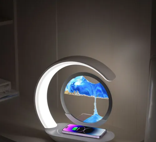 Wireless 3D Moving Sand Art Liquid Hourglass LED Lamp Bedside Sandscape Motion Quicksand Painting Decor for Home