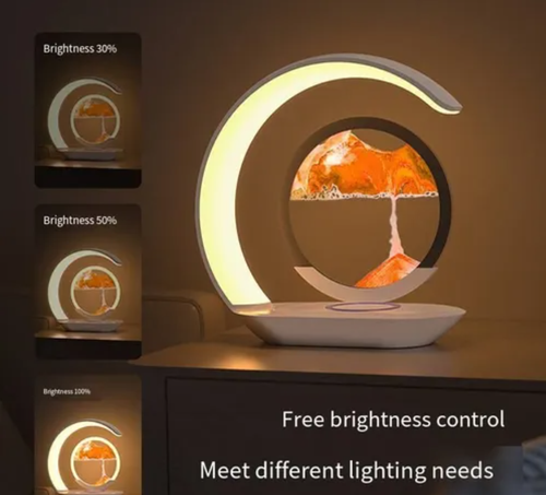 Wireless 3D Moving Sand Art Liquid Hourglass LED Lamp Bedside Sandscape Motion Quicksand Painting Decor for Home