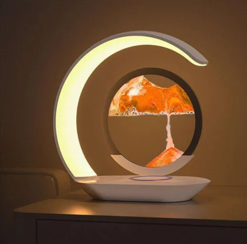Wireless 3D Moving Sand Art Liquid Hourglass LED Lamp Bedside Sandscape Motion Quicksand Painting Decor for Home