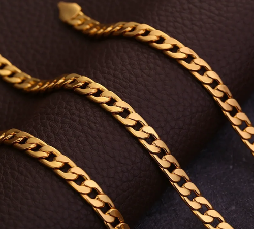 Stainless steel necklace, titanium steel decoration, Cuban chain, 18K gold-plated necklace