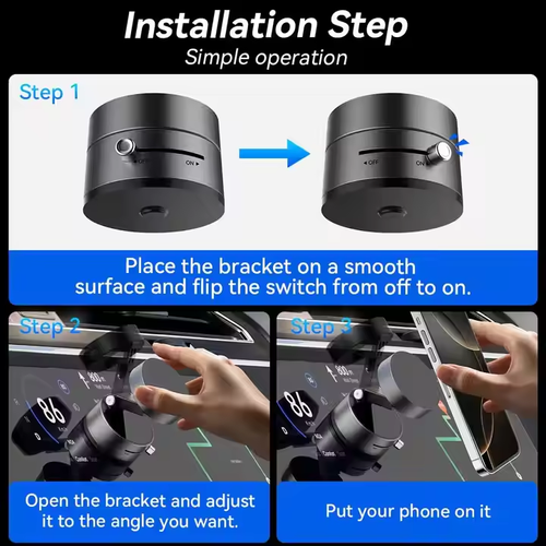 Portable A3 vacuum magnetic suction cup mobile phone holder 360 degree rotating mobile phone holder car retractable mobile phone holder