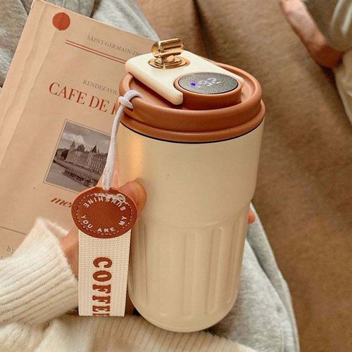 New Design 450ml Light Emitting Diode Smart Temperature Indicator Hot Non-Tipping Stainless Steel Travel Coffee Mug Mugs