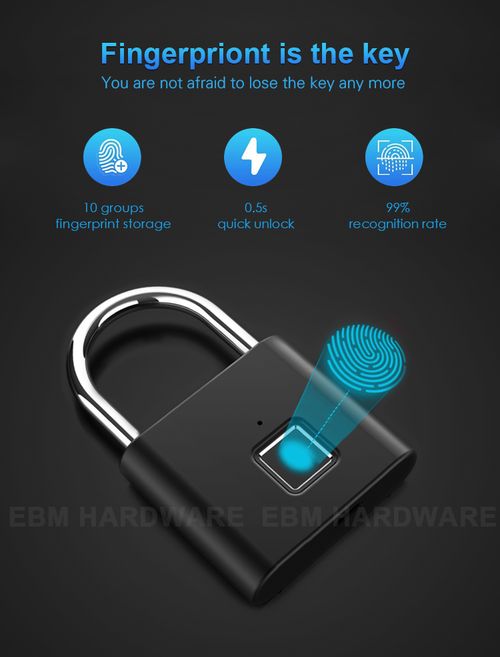 Smart home fingerprint lock keyless waterproof anti-theft smart lock fingerprint padlock zinc alloy smart security