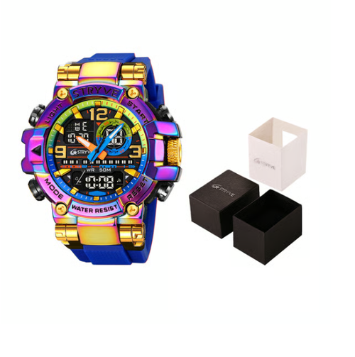 ✨DLJ-CePin✨Colourful Men's Digital Sports Waterproof Dual-Screen Electronic Watch