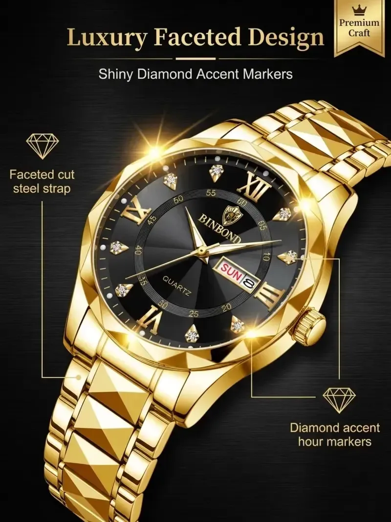 🔥ZZP-CEPIN🔥Men's Business Fashion Rhinestone Decor Analog Quartz Watch