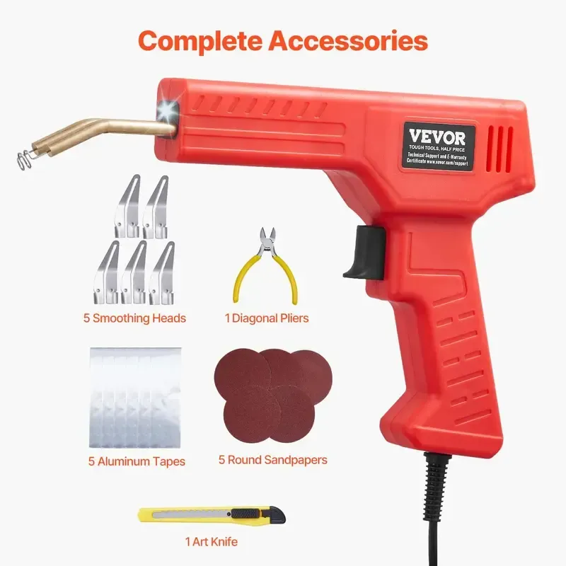 🔥ZZP-CEPIN🔥Plastic Welder 100W Plastic Welding Gun with 800PCS Hot StaplesProfessional Hot Staple Welding GunPlastic Car Bumper Repair Kit with LED Light for KayakToysPlastic Crack Repair
