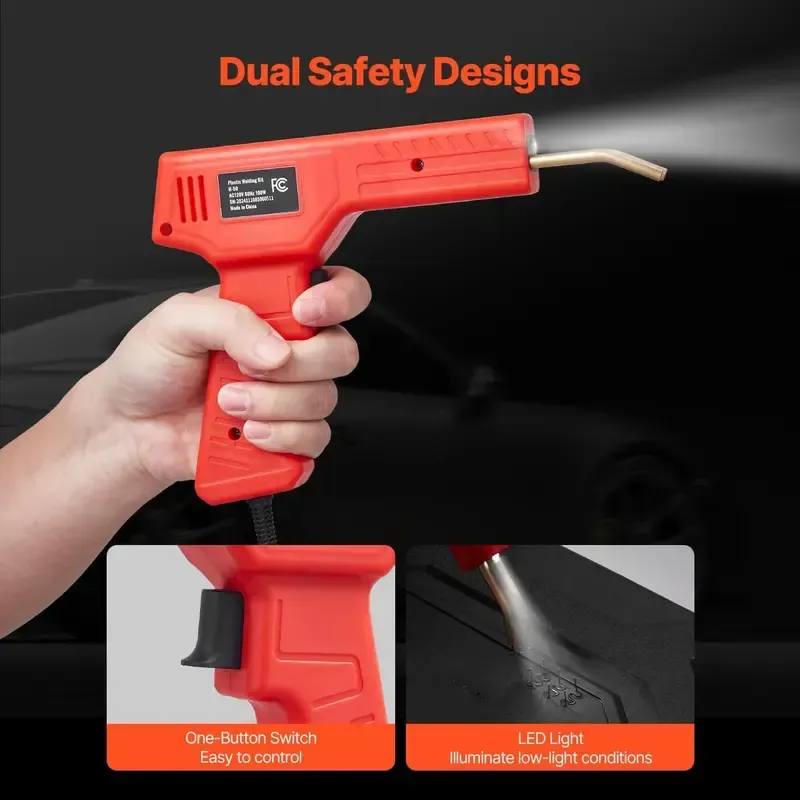 🔥ZZP-CEPIN🔥Plastic Welder 100W Plastic Welding Gun with 800PCS Hot StaplesProfessional Hot Staple Welding GunPlastic Car Bumper Repair Kit with LED Light for KayakToysPlastic Crack Repair